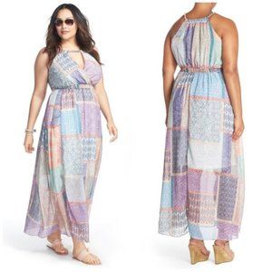 City Chic Moroccan Scarf Maxi Dress Pastel Boho G18